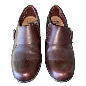 Clarks Collection Women's Boots Size 9 M Genette Wine Vista Monk Strap Heels